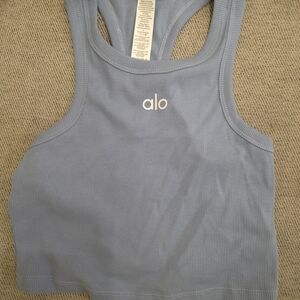 Alo Aspire Blue Ribbed Tank Top